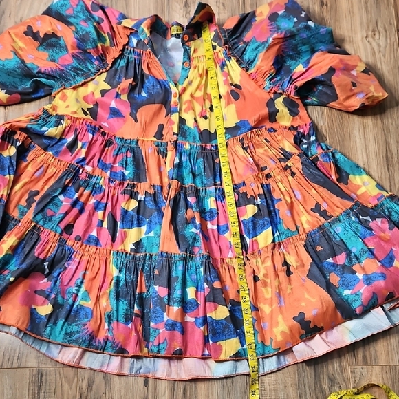 Love Highlight Empire Waist Babydoll Colorful Abstract Floral Print Dress NWOT - Picture 9 of 10